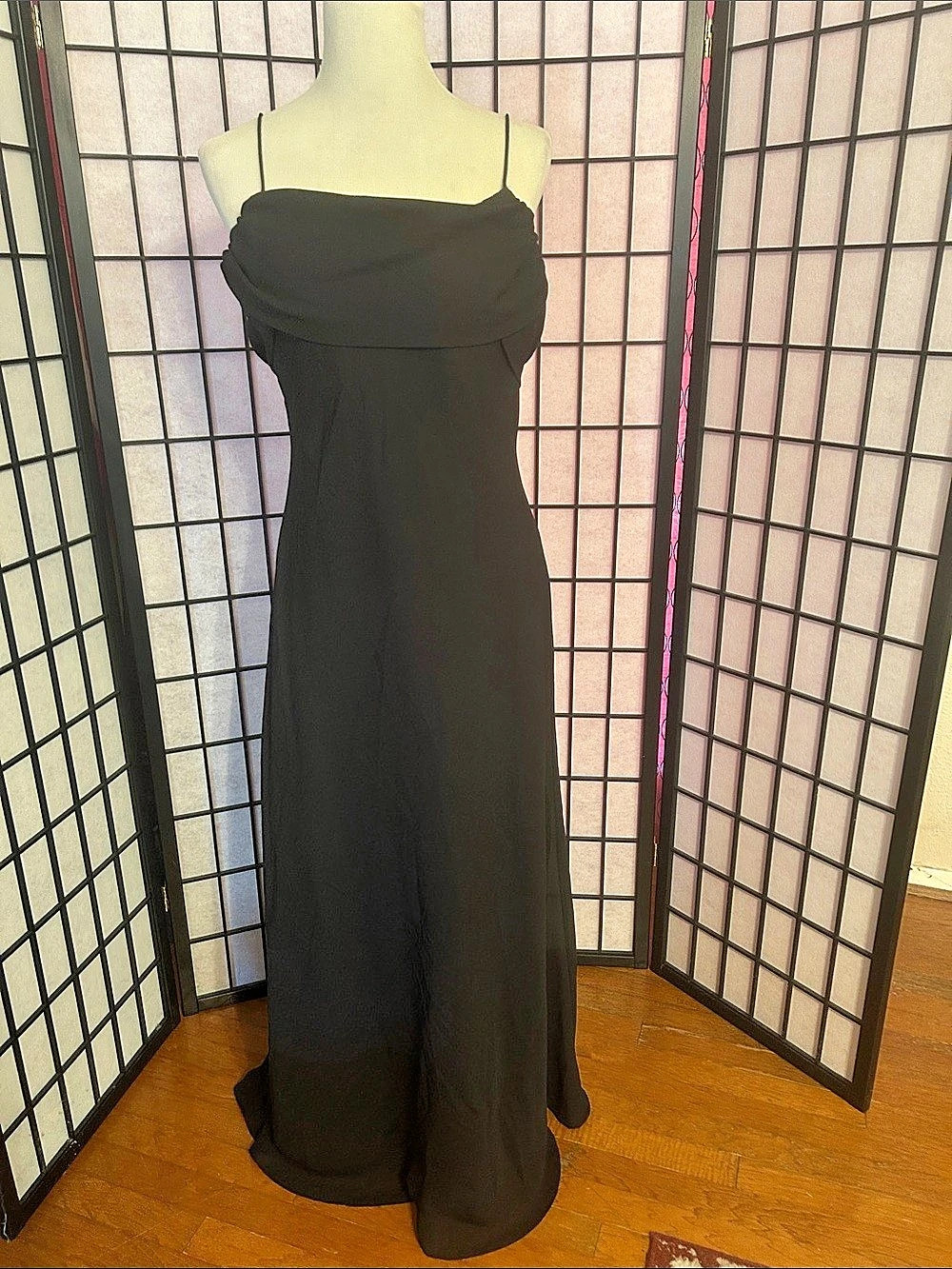 Black Draped Maxi Dress Like New